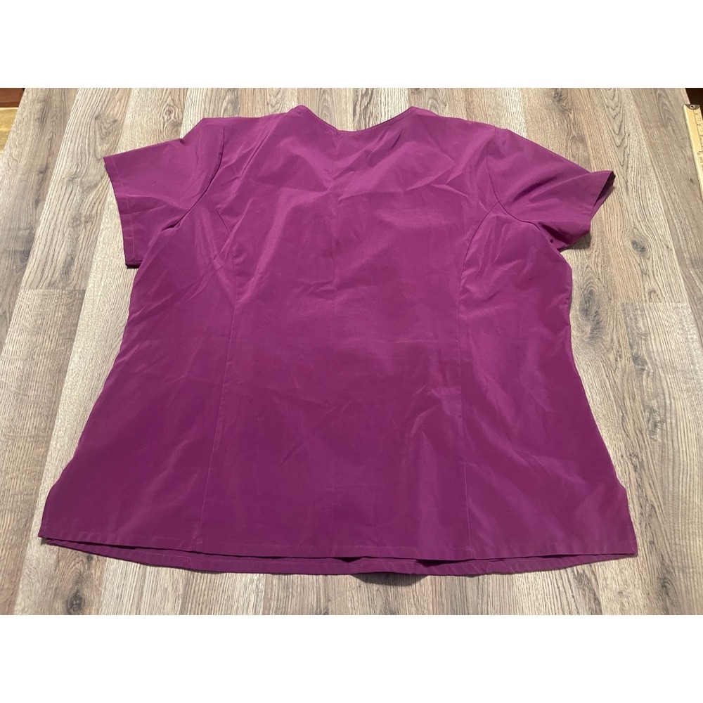 Dickies Shirt, Women's Plus Size 3XL, Burgundy, Short Sleeve, V-neck, Scrub Top - Picture 2 of 11